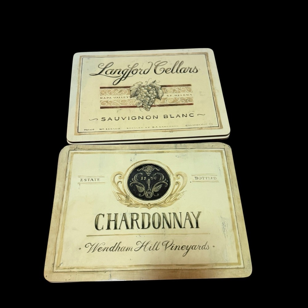 Set of 6 Wine Label Cork‎ Backed Placemats Vineyard Wine Kitchen Bar Décor 11x8